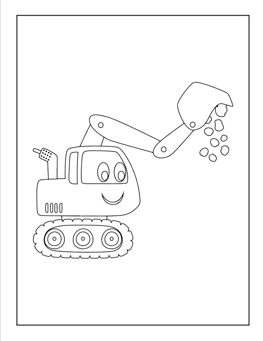 Construction Vehicle Coloring Book 20-page PDF Download